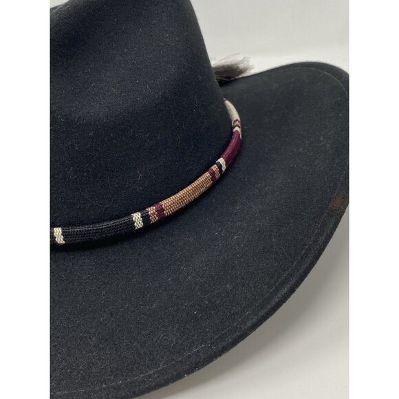 Stetson Crushable Wool Felt Outback Cowboy Hat Size S Black Woven Band Silver - Picture 3 of 13